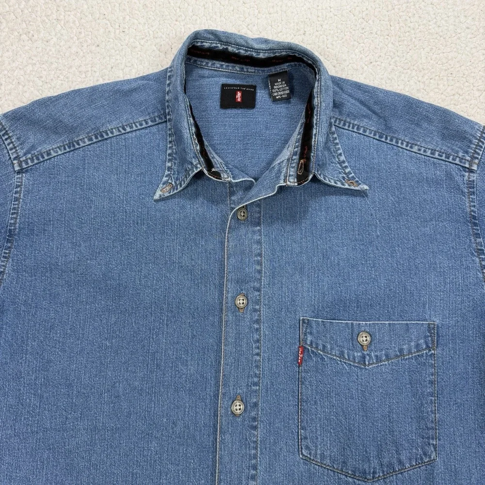 VTG Y2K Levi's Red Tab Denim Button Down Shirt Men's M Western Grunge Casual